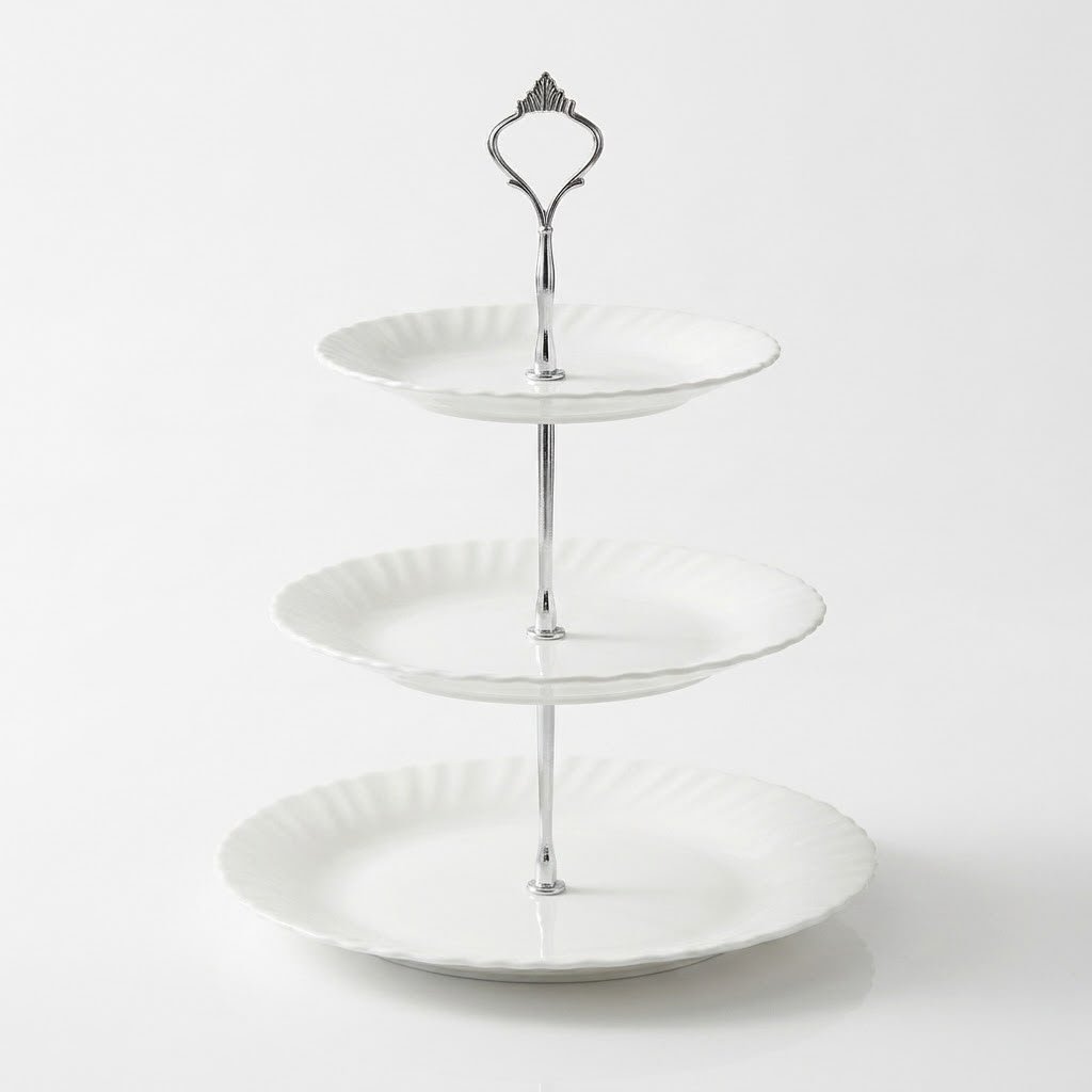 Modern Midnight 3-Tier White Ceramic Serving Stand (Round & Square) - Image 3