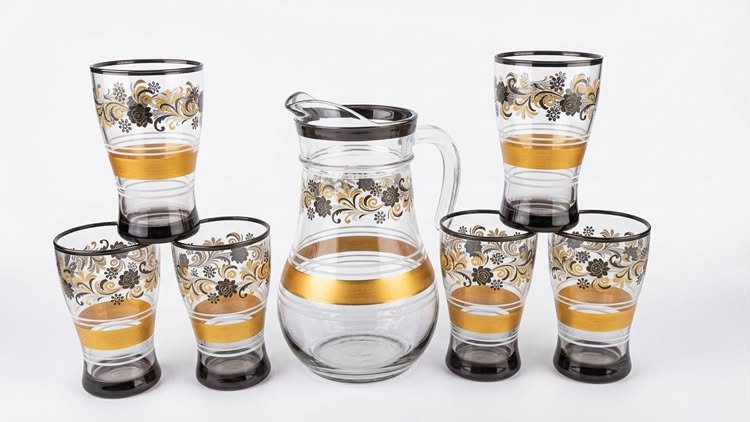Royal Glass Jug Set (1 Jug + 6 Glasses)
