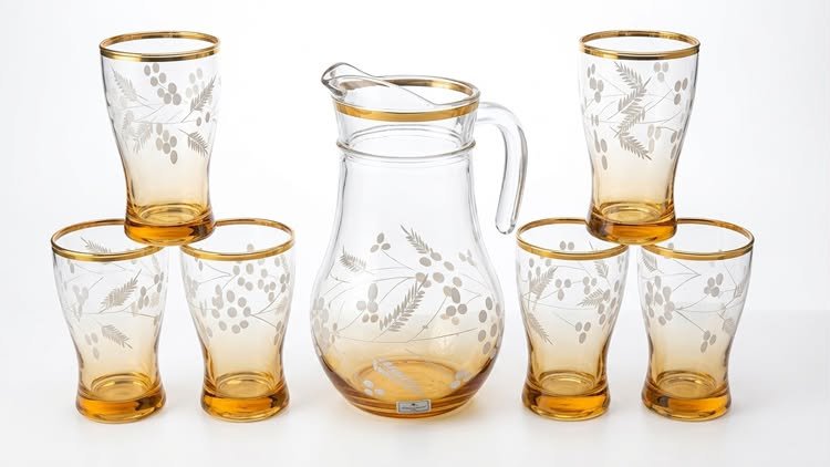 Royal Glass Jug Set (1 Jug + 6 Glasses)