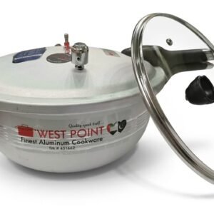 West Point Finest Aluminum Pressure Cooker with Bonus Glass Lid – Wide Body Handi Design